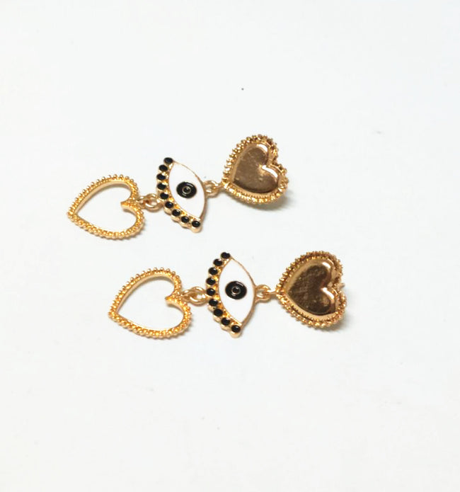 Boucles d'oreilles créatives œil bijoux, style punk, boucles d'oreilles cœur pour femme Main Image