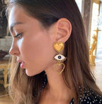 Boucles d'oreilles créatives œil bijoux, style punk, boucles d'oreilles cœur pour femme