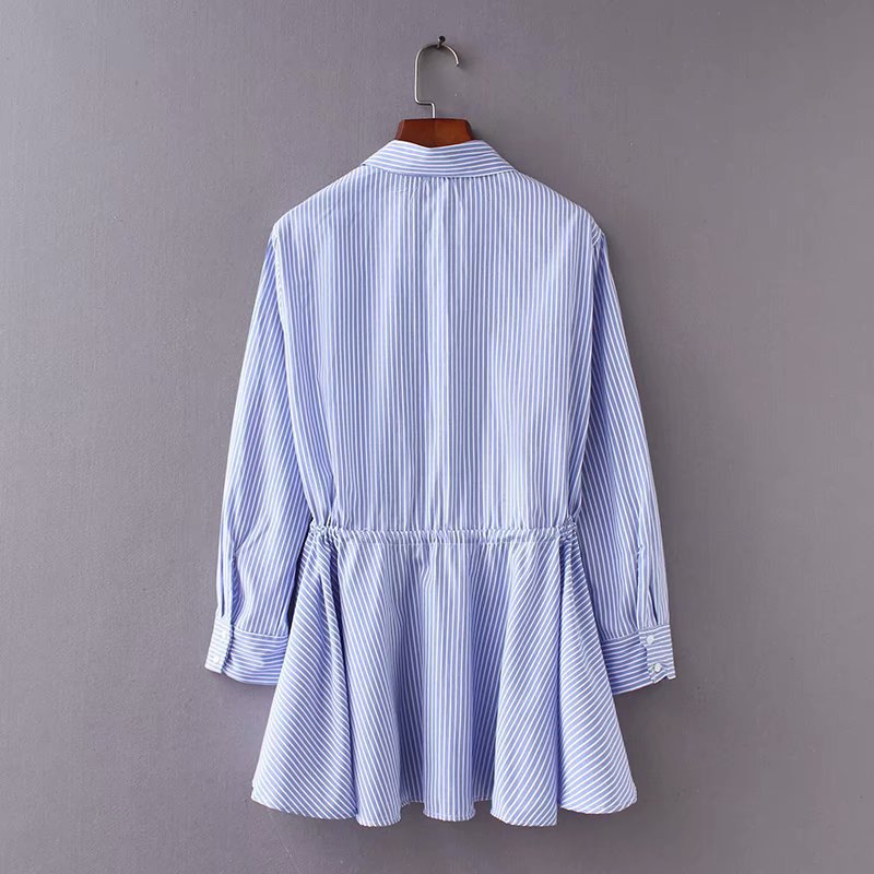Nouvelle chemise rayée pour femme avec cordon de serrage à la taille