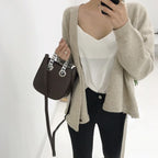 Sac à bandoulière en cuir PU pour femme, petit sac à main mini-bandoulière de couleur unie