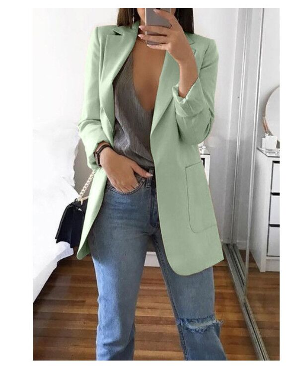 Blazer cardigan fin à revers élégant