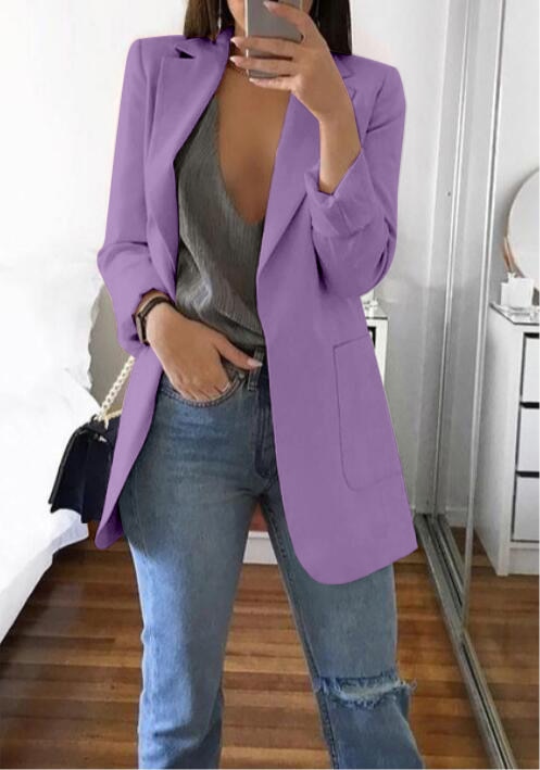 Blazer cardigan fin à revers élégant