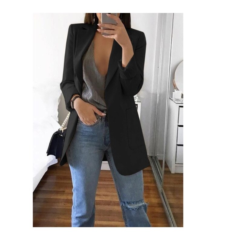Blazer cardigan fin à revers élégant