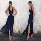 Robe imprimée en mousseline avec encolure en V pour femme
