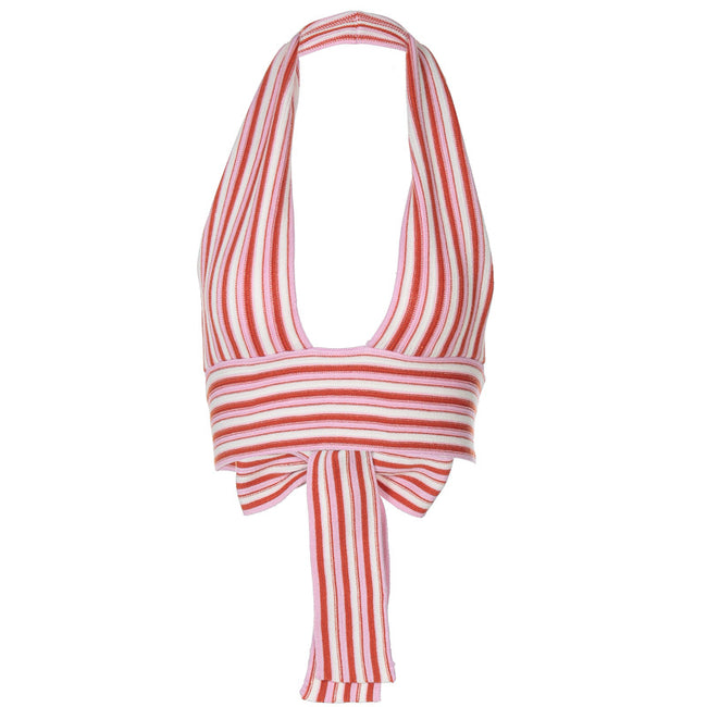 Women's Halter Halter Striped Printed Tank Top Main Image
