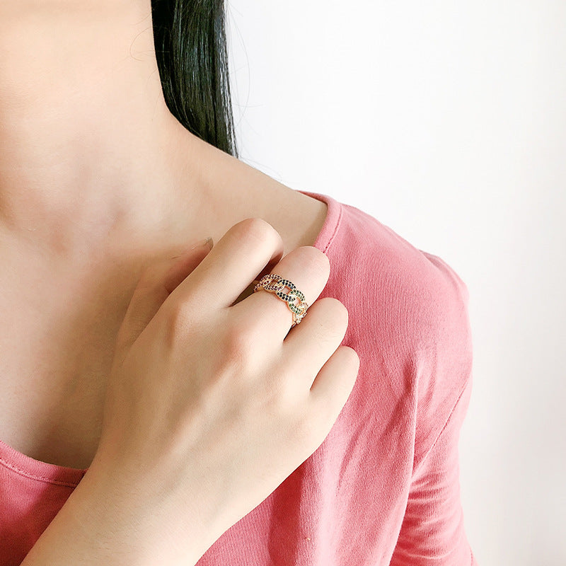 Bagues de luxe colorées pour femmes Micro pavé de pierres de zircone cubique