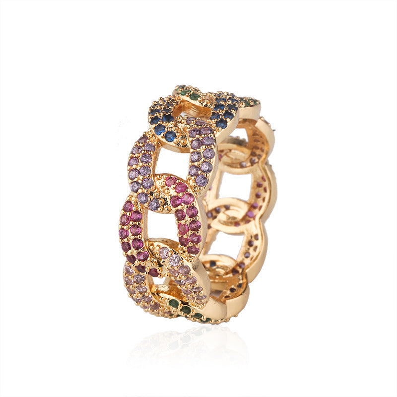 Bagues de luxe colorées pour femmes Micro pavé de pierres de zircone cubique