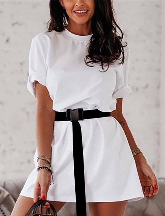 Ceinture lâche tendance Robe femme Chemise à manches courtes Hover Image