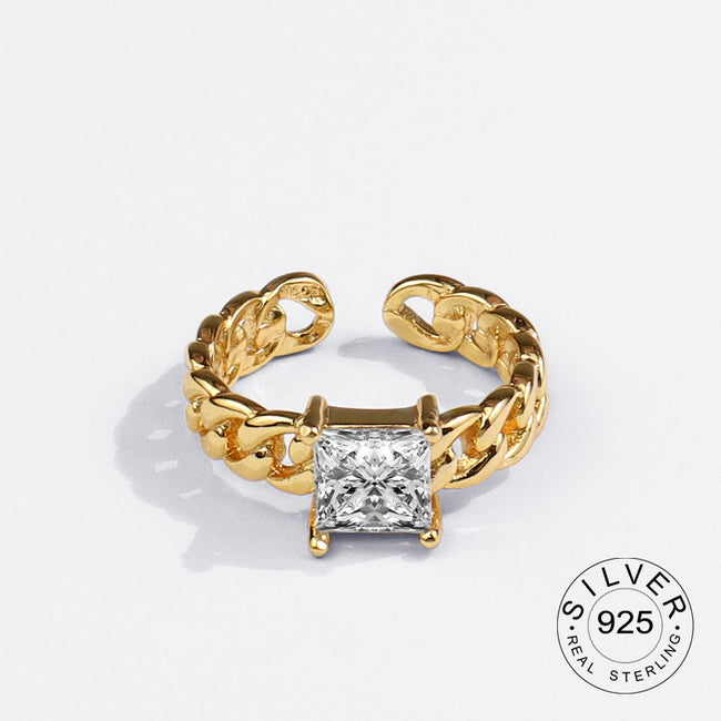 Bagues en argent sterling 925 véritable pour femmes, couleur or vintage, bagues de fiançailles, bijoux en argent 925 Anillos Mujer Main Image