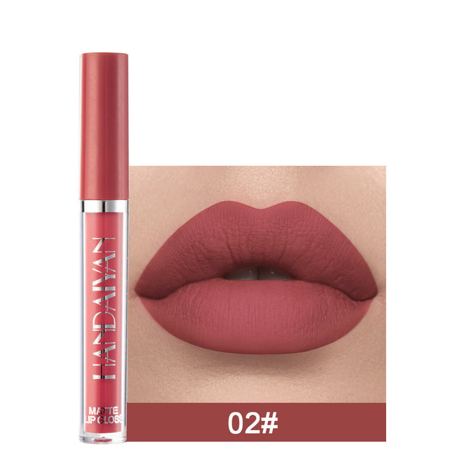 Handaiyan Matte Lèvre Glaçage Rouge à Lèvres Liquide Mini Tube Brillant à Lèvres Imperméable Tasse Antiadhésive Brillant à Lèvres Véritable Main Image