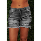 Nouveau style déchiré frangé haute extensibilité shorts en jean pour femmes