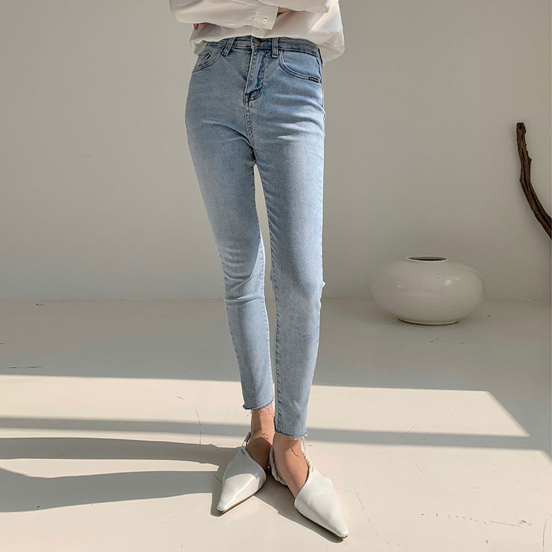 Jean skinny femme, nouvelle collection printemps, taille haute, coupe crayon ajustée
