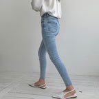 Jean skinny femme, nouvelle collection printemps, taille haute, coupe crayon ajustée
