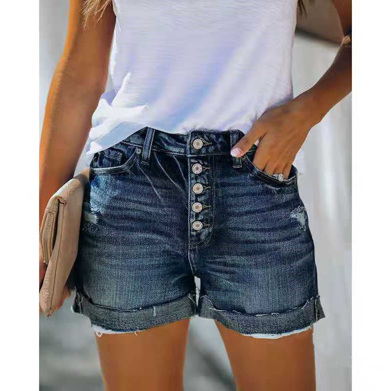 Short en jean taille haute pour femme