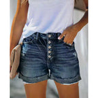 Short en jean taille haute pour femme
