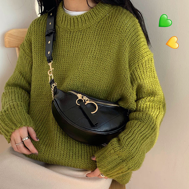 Nouveau sac de taille polyvalent pour femmes, tendance automne et hiver, sac de poitrine très populaire, sac à bandoulière simple, sac à chaîne tendance Main Image