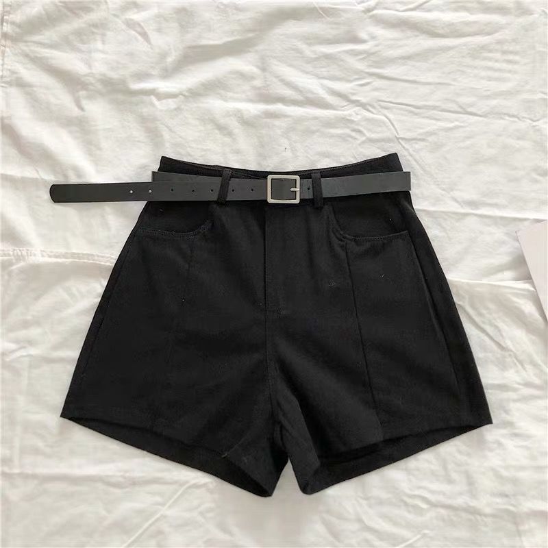 Pantalon décontracté large jambe femme été nouveau couleur unie taille haute short