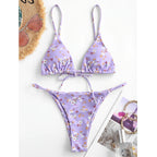 Ensemble bikini sexy noué tie-dye