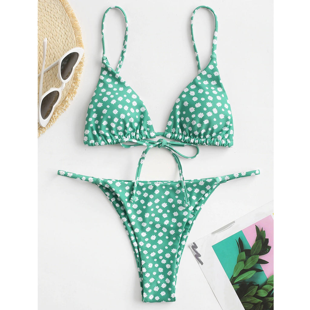 Ensemble bikini sexy noué tie-dye