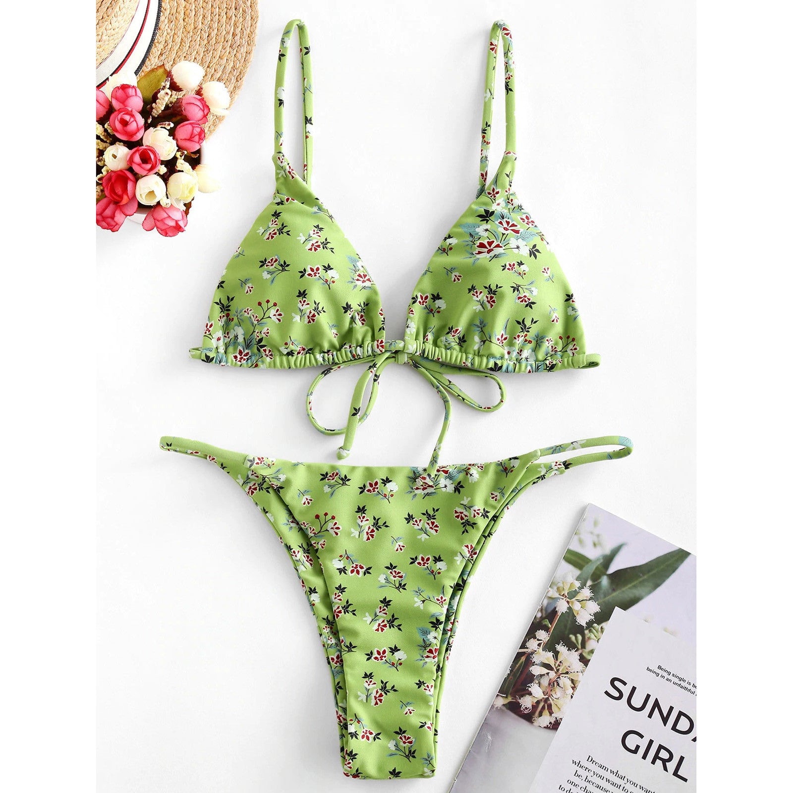 Ensemble bikini sexy noué tie-dye