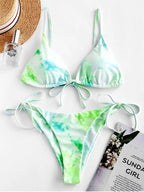 Ensemble bikini sexy noué tie-dye