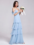 Robe longue de demoiselle d'honneur en mousseline de soie