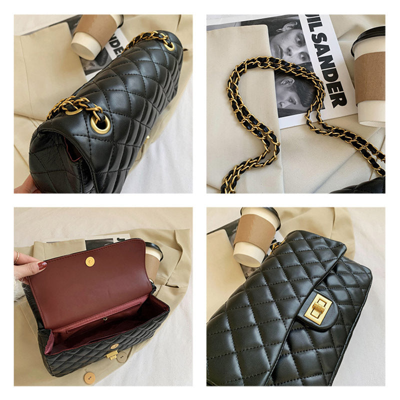 Nouveau sac à bandoulière de luxe en losanges pour femme Élégant Noir