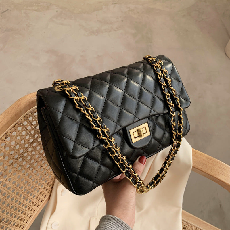 Nouveau sac à bandoulière de luxe en losanges pour femme Élégant Noir