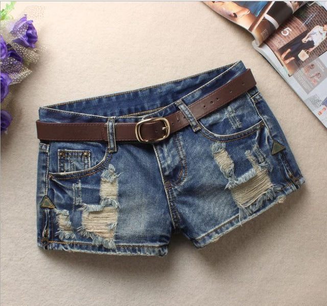Shorts en jean pour femme, mini-rivets, taille basse