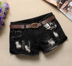 Shorts en jean pour femme, mini-rivets, taille basse