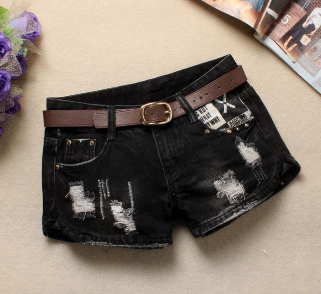 Shorts en jean pour femme, mini-rivets, taille basse