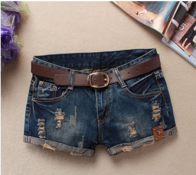 Shorts en jean pour femme, mini-rivets, taille basse