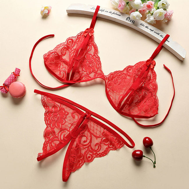 Lingerie sexy en mousseline Sous-vêtements Nuisette Lingerie Soutien-gorge érotique chaud String porte-jarretelles Main Image