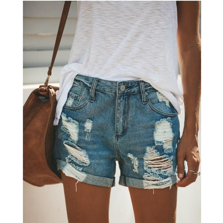 Shorts en jean déchiré pour femme