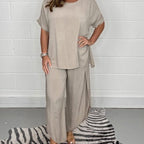 European And American Summer New Product Set Fashion Solid Color Loose Leisure Suit