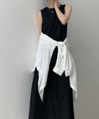 Robe longue en coton et lin unie sans manches à col rond