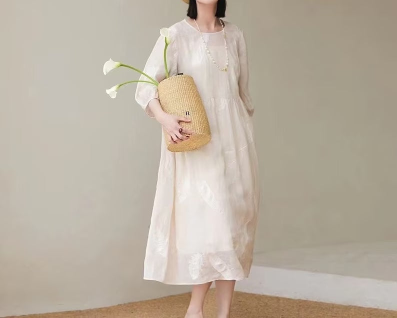 Robe en lin personnalisée pour femme