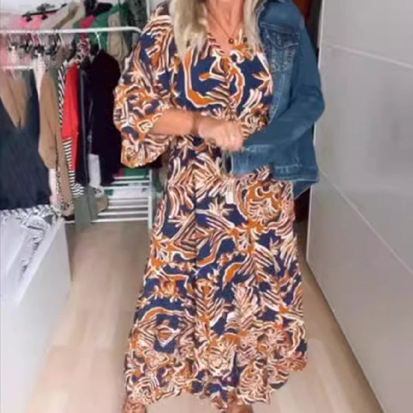 Robe longue amincissante imprimée