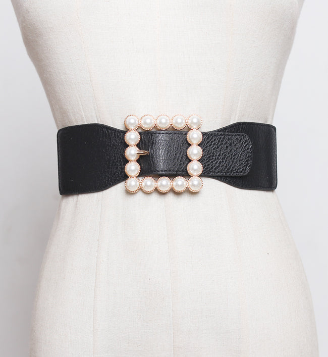Boucle de perle noire taille large femme Hover Image