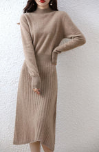 Robe Femme Mi-Longue en Pure Laine Coupe Trapèze Nouvelle Collection Automne et Hiver