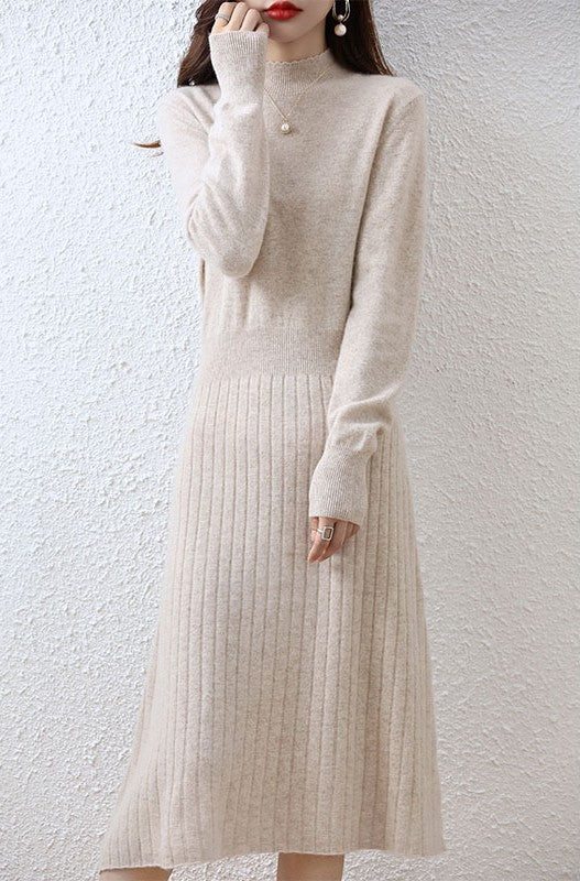 Robe Femme Mi-Longue en Pure Laine Coupe Trapèze Nouvelle Collection Automne et Hiver