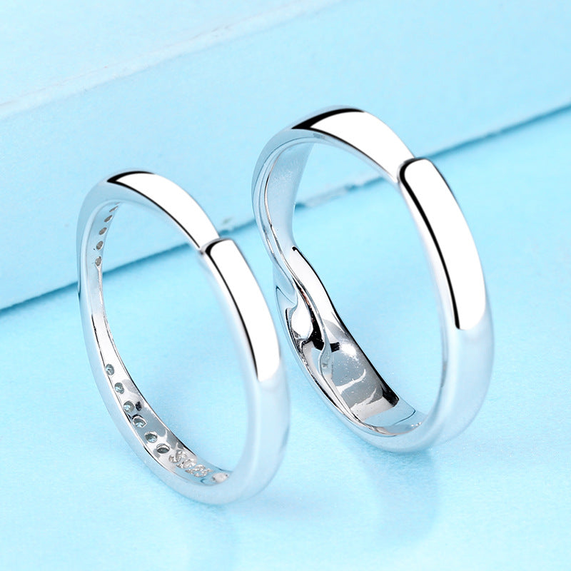 Bagues de couple en argent sterling S925 avec diamants pour hommes et femmes