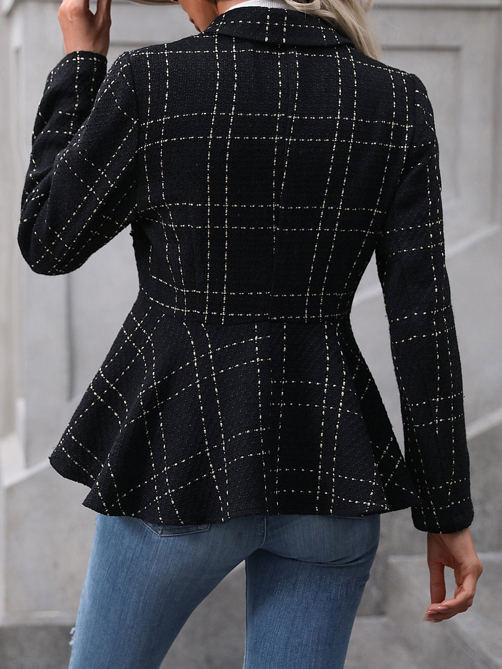 Blazer croisé femme slim à revers et volants
