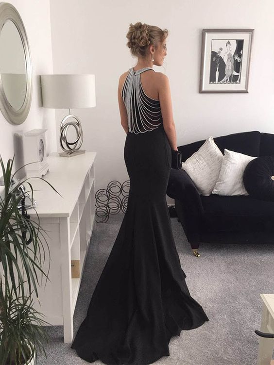 Ladies Dress Round Neck Sleeveless Beaded Dress Long Dress Main Image
