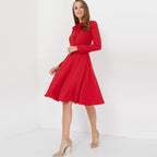 Robe unie à manches longues et de longueur genou