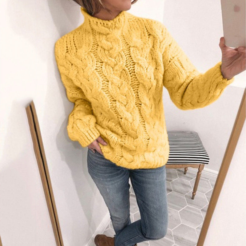 Pull torsadé femme col montant mode explosive