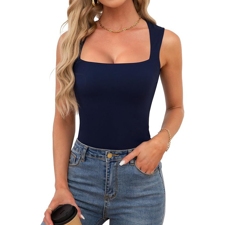 Débardeur côtelé à encolure carrée Vêtements Femme