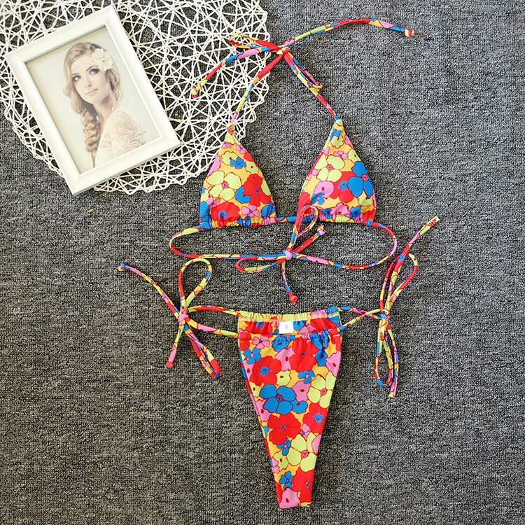 Nouveau maillot de bain bikini à cordon floral pour femme