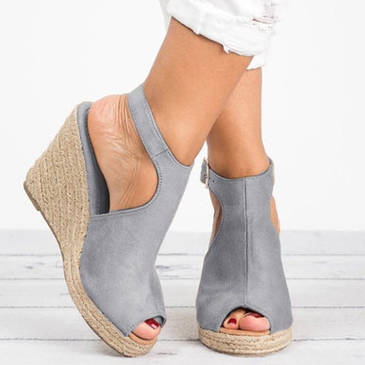 Sandales compensées femme peep toe spartiates à plateforme talons hauts