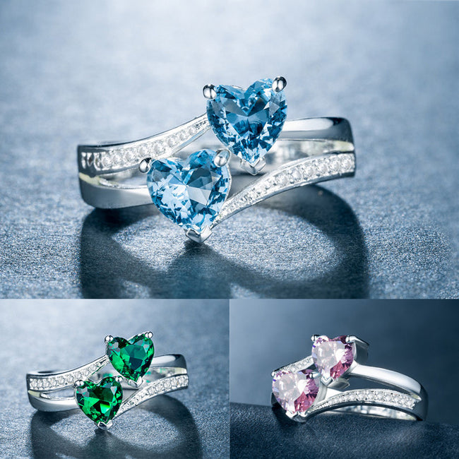 Vente en gros de bijoux de bagues en cuivre plaqué platine avec anneaux en zircon Hover Image